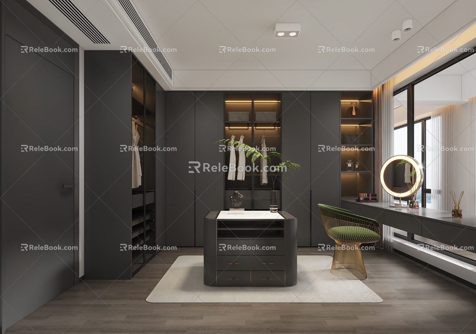 Modern high-grade black and white gray cloakroom 3d model