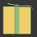 Yellow Gift Box With Green Bow And Ribbon For Daily Life Supplies