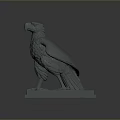 Detailed Eagle Sculpture With Spread Wings And Clear Feather Details On Square Base