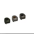 Beige Fabric Single Sofa With Curved Armrest Brown Cushion And Wooden Legs
