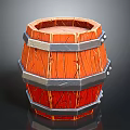Decorative Wooden Barrel Ornament Set In Reddish Brown With Metal Hoops And Wood Grain