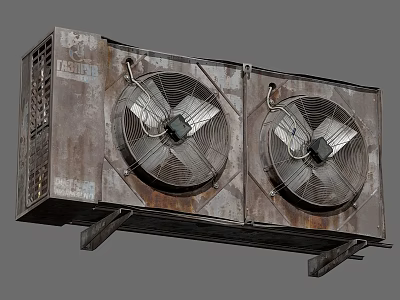 Heavy Duty Industrial Cooling Equipment with Dual Fans Metal Housing and Mounting Brackets 3d model