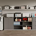 Modern Office Equipment Storage Setup With Printers Cabinets And Organized Files 3d model