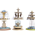 Ornamental Multi Tiered Fountains With Classical Design And Sculptural Elements
