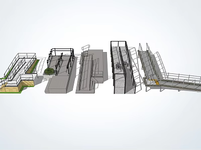 Fence Design Concepts With Various Structural Details Layouts And Metal Railings 3d model