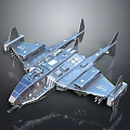 Futuristic Metallic Spaceship 3D Model With Multiple Wings And Weapon Systems 3d model