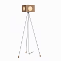 Modern Wooden Floor Lamp With Tripod Stand And Circular Light Openings