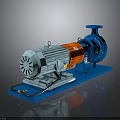 Industrial Blue And Orange Centrifugal Pump With Electric Motor And Base