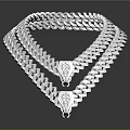 Shiny Silver Layered Necklace With Intricate Chain Links And Decorative Design