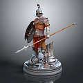 Game Movie Character Roman Soldier 3D Model With Helmet Shield Spear And Column Base