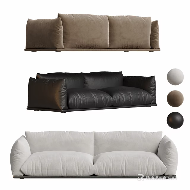Modern Sectional Sofa With Black Brown White Color Options And Comfortable Seating Design 3d model 
