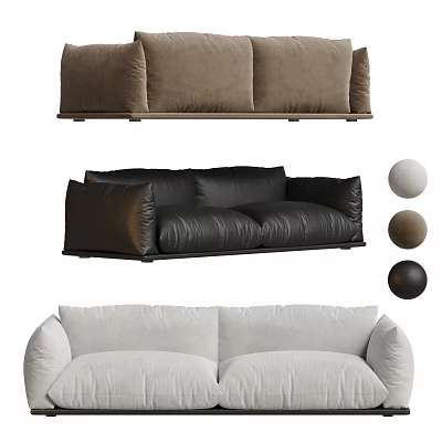 Modern Sectional Sofa With Black Brown White Color Options And Comfortable Seating Design 3d model