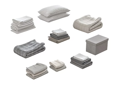 Soft Cotton Towels in Various Neutral Colors Stacked and Folded Neatly for Home 3d model