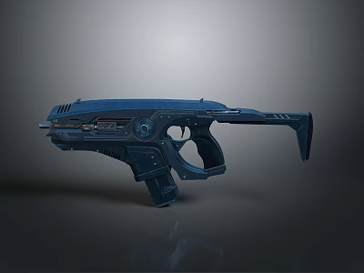 Futuristic Blue Pistol Sci Fi Weapon Design With Sleek Lines And Technological Features 3d model
