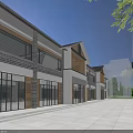 Modern Office Building Exterior Design With White Gray Facade Large Windows And Green Lawn