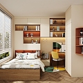 Modern Tatami Bedroom Children's Room Study Wardrobe 3d model