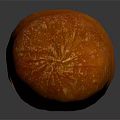 Juicy Orange Sausage with Textured Surface Isolated on Dark Background