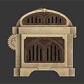 Vintage Decorative Treasure Chest With Arched Windows And Gold Accents