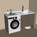 Modern Balcony Cabinet with Washing Machine Sink Faucet and Practical Storage Space
