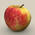 Fresh Ripe Apple With Red And Yellow Spotted Skin And Brown Stem