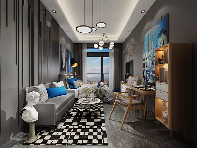 Apartment Bedroom Single Room Matching 3d model
