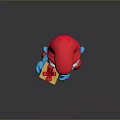 Smurf Game Movie Character With Blue Body Red Hat Holding Gift Box Smiling