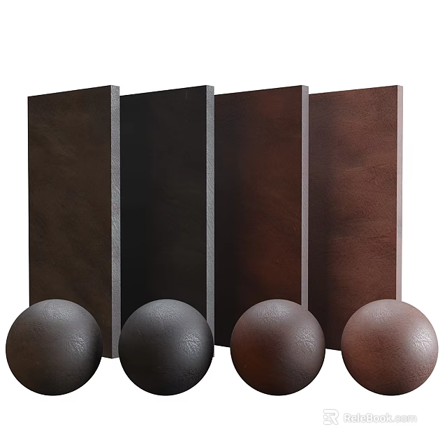 Modern Decorative Components With Leather Like Panels And Colored Spheres 3d model