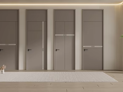 Modern Hinged Interior Doors With Sleek Design And Neutral Gray Finish For Home 3d model