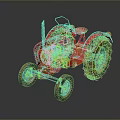 Vintage Red Tractor With Muddy Wheels Classic Metal Body Design