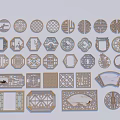 New Chinese-style openwork window frame window grilles window pane 3d model