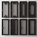 Contemporary Black Hinged Doors Featuring Geometric Patterns Glass And Solid Panels 3d model