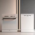 Modern Kitchen Appliances Featuring Two White Dishwashers In Minimalist Interior 3d model