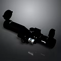 Black Telescope With Cylindrical Design And Reflective Surface On Gray Background