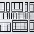 Modern Home Window Frames In Various Designs And Different Sizes 3d model