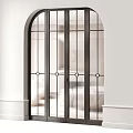 Modern Interior Glass Panel Doors With Metal Frame And Decorative Grilles