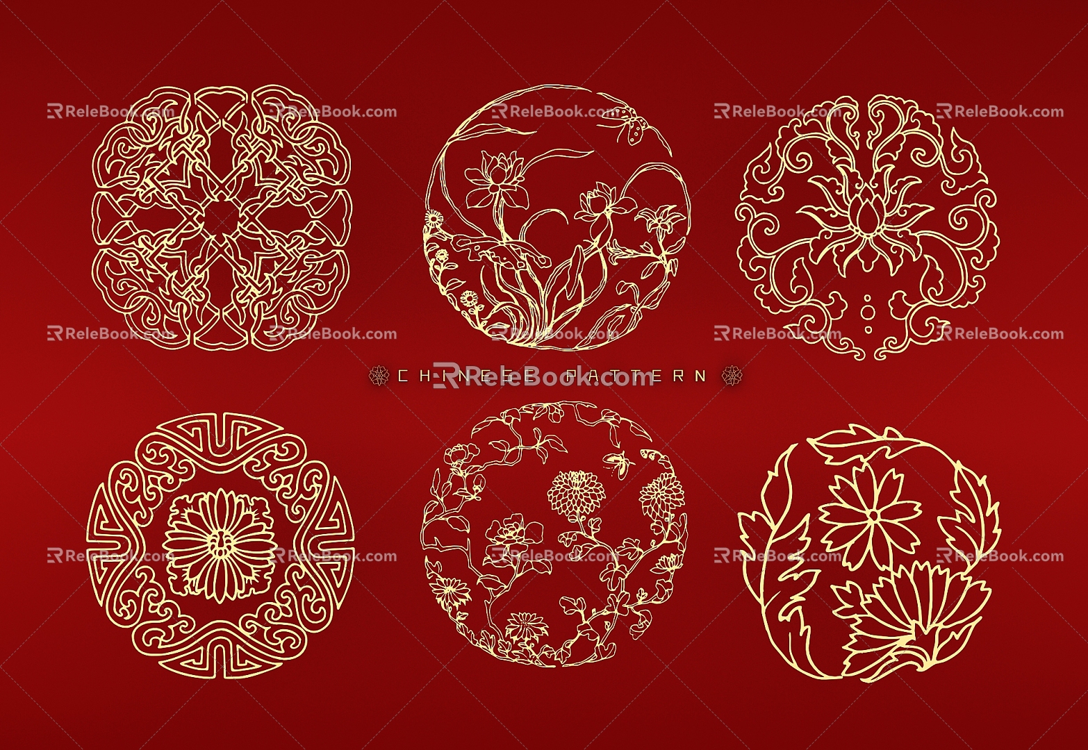 Classical Round Ring Decorative Pattern Treasure Flower Orchid Chrysanthemum Hollow Carved Pattern 3d model