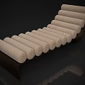 Modern Beige Chaise Lounge With Cylindrical Cushions And Dark Base 3d model