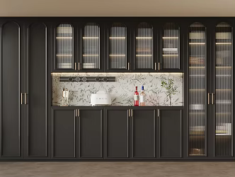 French Retro Wine Cabinet Sideboard 3d model