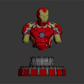 Detailed Iron Man Red And Gold Bust With Blue Glowing Ring Base And Gear Design
