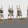 Sketchboard easel drawing sketch stool stand art painting tools writing board art learning tools painting 3d model
