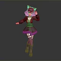 Anime Style Stylish Game Movie Character With Purple Hair Cat Ears And Knee High Boots