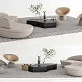 Modern Sofa Coffee Table Combination Multi-person Curved Sofa Shaped Sofa Leisure Chair Carpet 3d model
