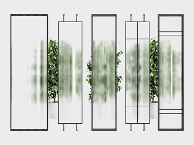 Modern partition glass screen partition 3d model