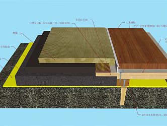 Modern node upside down barbed carpet decoration process node 3d model