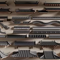 Chinese-style eaves line ancient roof tile door head building components 3d model