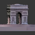 Scenic Arc de Triomphe Model Displayed On Purple Blue Gradient Base With Detailed Design