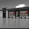 Traditional Style Roadside Bus Shelter With Plum Blossom Billboards Clock And Benches