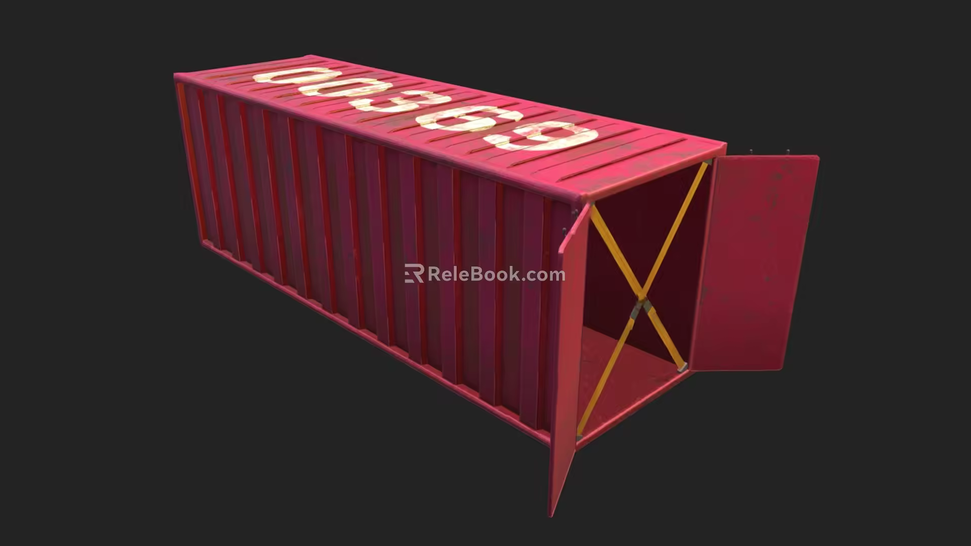 Container red container terminal container port freight container tin box low face number low model simple model game video level super realistic 3d model