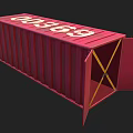 Container red container terminal container port freight container tin box low face number low model simple model game video level super realistic 3d model