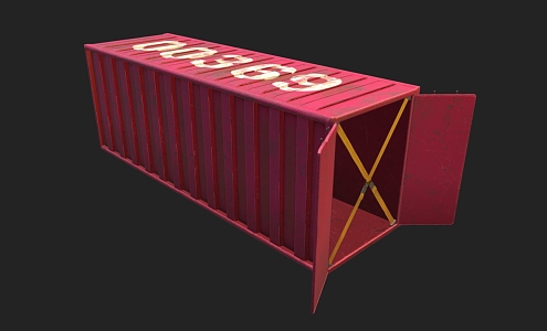 Container red container terminal container port freight container tin box low face number low model simple model game video level super realistic 3d model